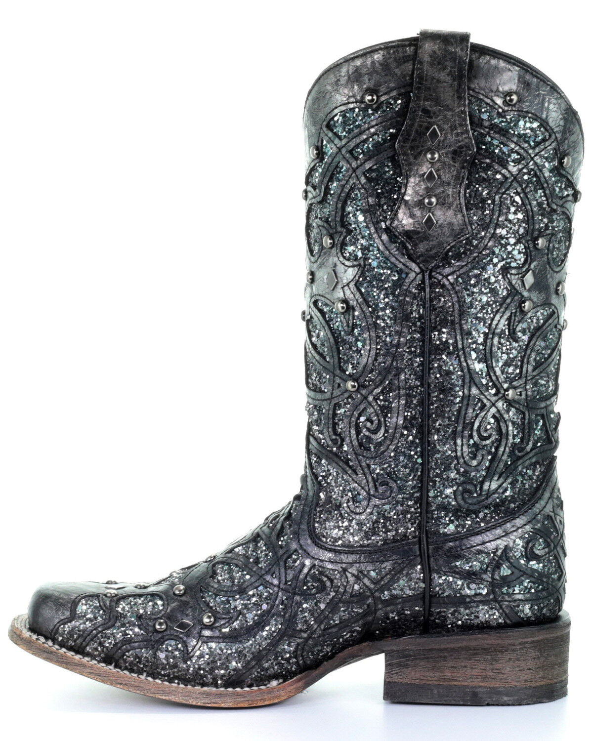 Image #3 - Corral Women's Glitter Inlay Western Boots - Square Toe, , hi-res