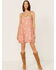 Image #2 - Wild Moss Women's Gingham Floral Print Slip Dress, Red, hi-res