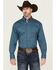 Image #1 - George Strait by Wrangler Men's Solid Long Sleeve Button-Down Stretch Western Shirt , Teal, hi-res