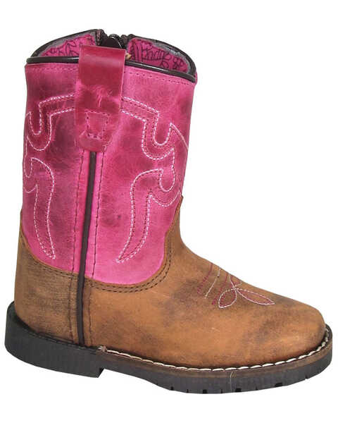 Smoky Mountain Toddler Girls' Autry Western Boots - Broad Square Toe, Brown/pink, hi-res
