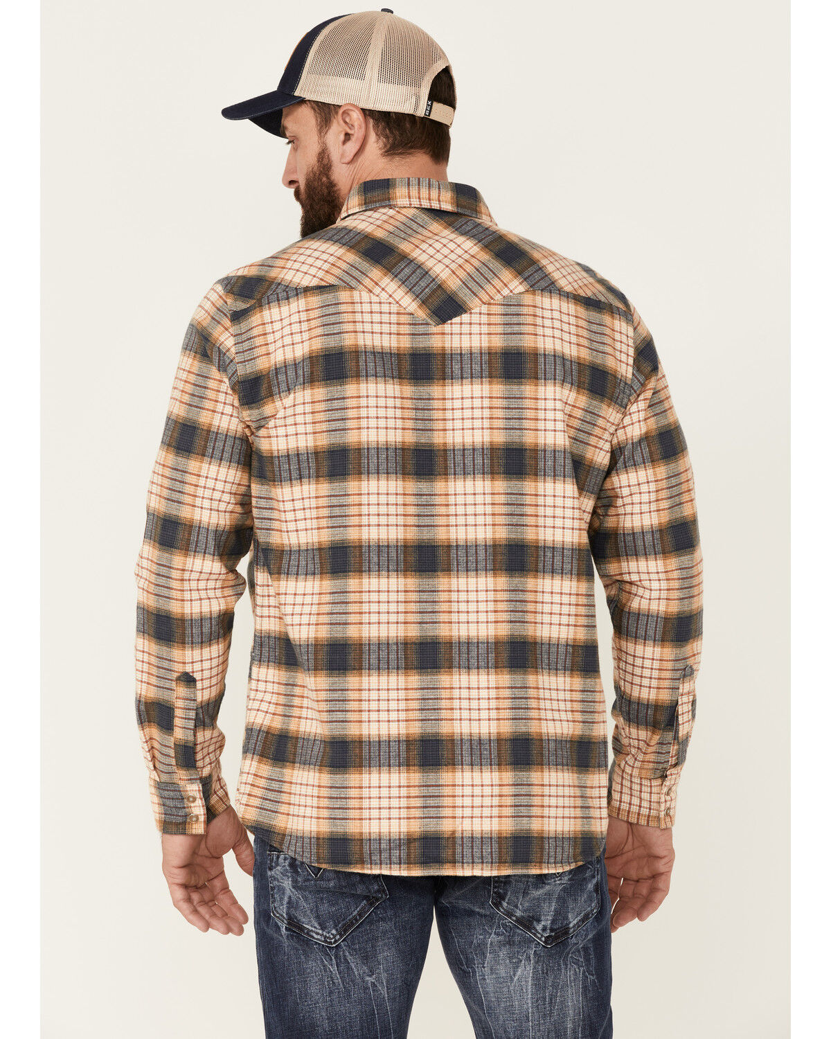 Image #4 - Pendleton Men's Ivory Wyatt Small Plaid Long Sleeve Snap Western Shirt, Ivory, hi-res