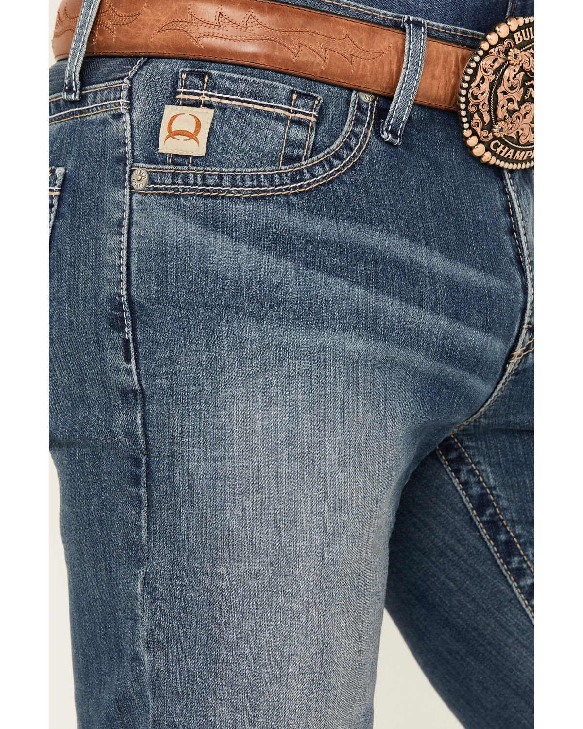 Image #2 - Cinch Men's Ian Medium Stonewash Slim Bootcut Performance Stretch Denim Jeans, Medium Wash, hi-res