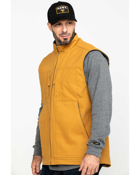 Image #3 - Hawx Men's Khaki Canvas Sherpa Lined Work Vest , Brown, hi-res