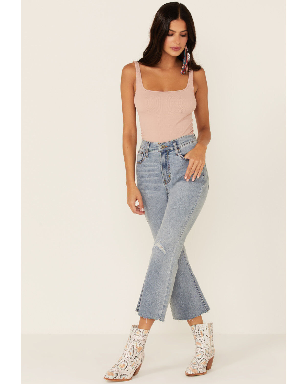 Image #1 - Wishlist Women's Crop Kick Flare Leg Jeans, Blue, hi-res
