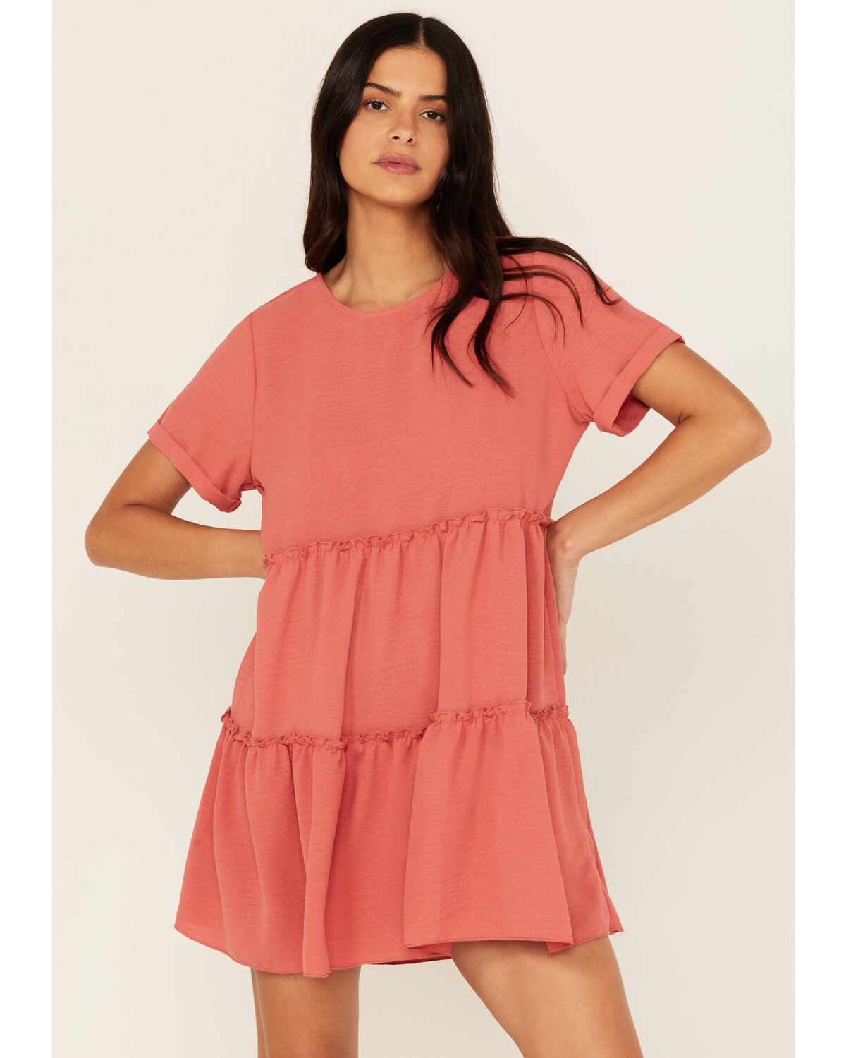 Image #1 - Originality Women's Tiered Mini Dress, Rose, hi-res
