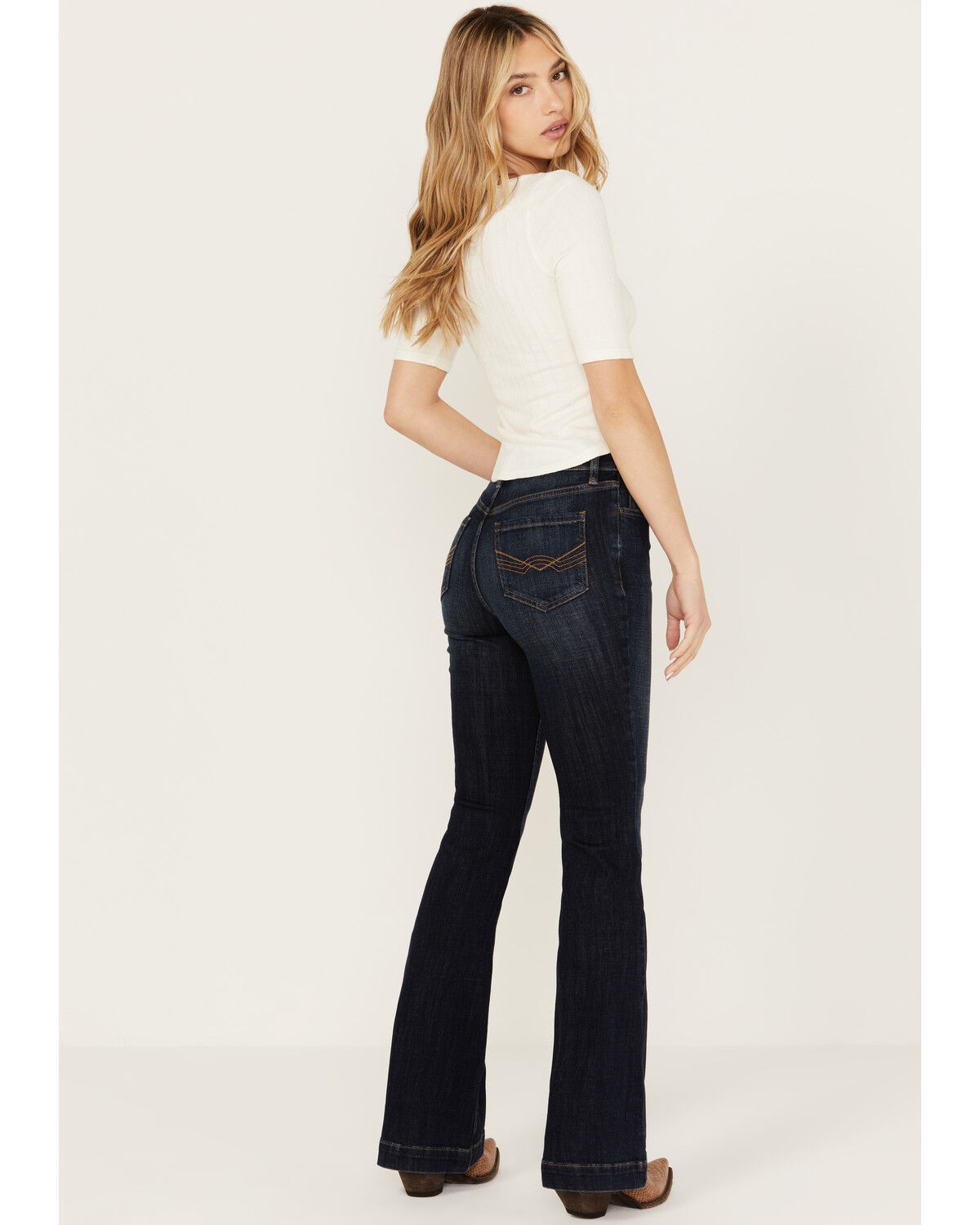 Image #3 - Idyllwind Women's Dark Wash Vista Drive Outlaw Trouser Flare Denim Jeans, Super Dark Wash, hi-res