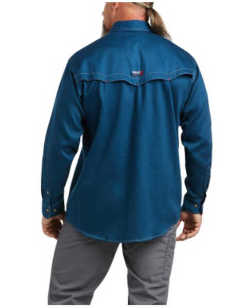 Image #2 - Ariat Men's FR Skyfall Solid Long Sleeve Button Down Work Shirt , Teal, hi-res