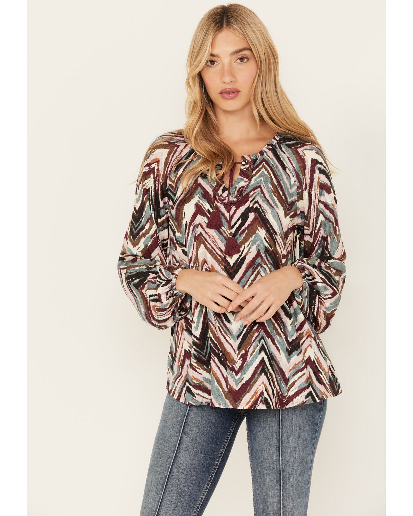 Maroon peasant top on sale