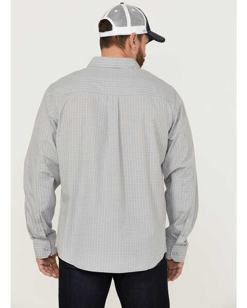 Image #4 - Brothers and Sons Men's Small Plaid Long Sleeve Button Down Western Shirt, Light Grey, hi-res