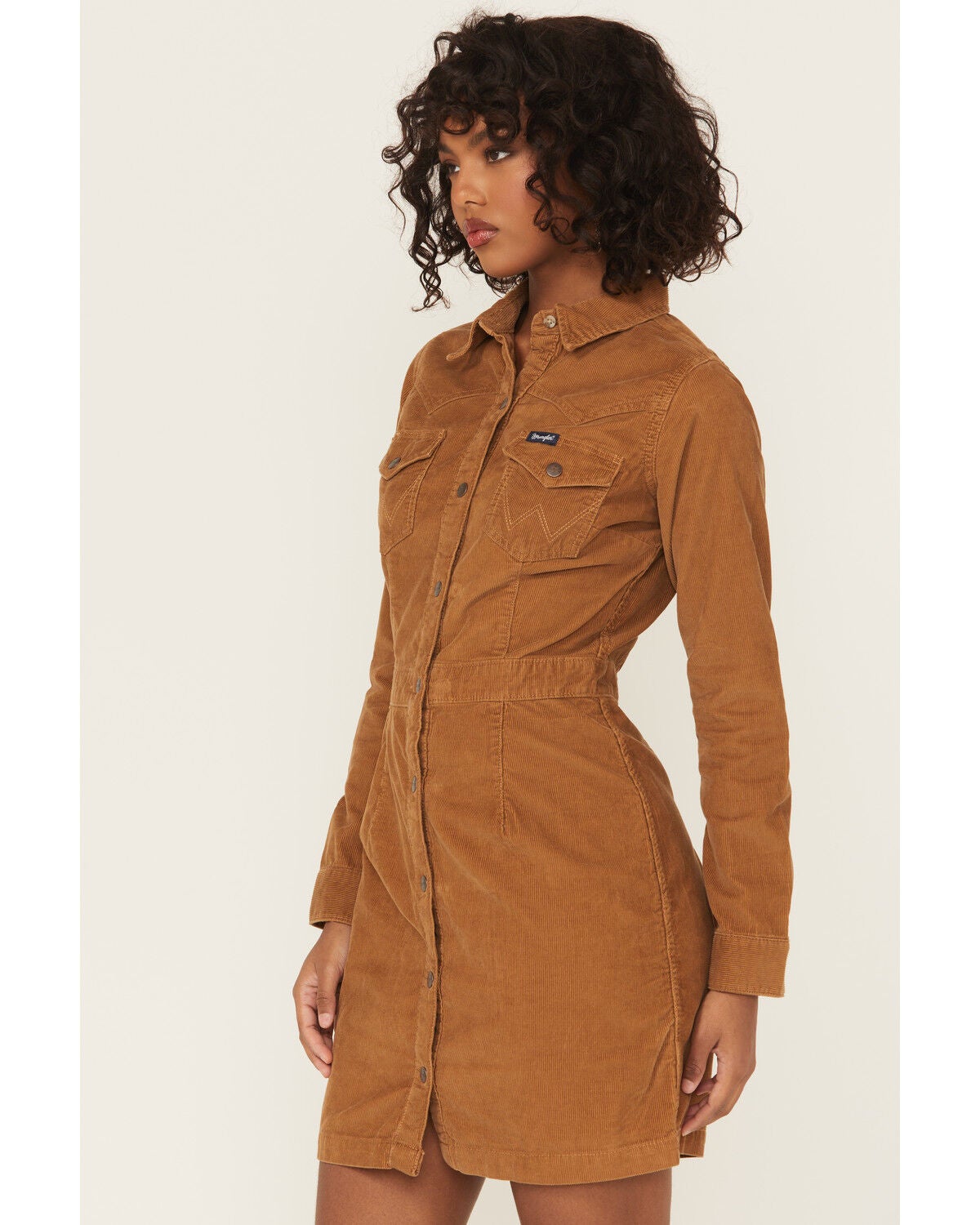 Image #2 - Wrangler Retro Women's Corduroy Long Sleeve Snap Mini Dress, Brown, hi-res
