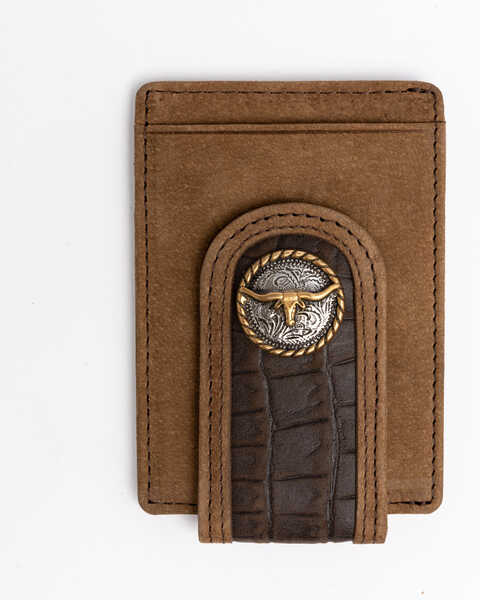 Cody James Men's Croc Embossed Money Clip Leather Wallet , Brown, hi-res
