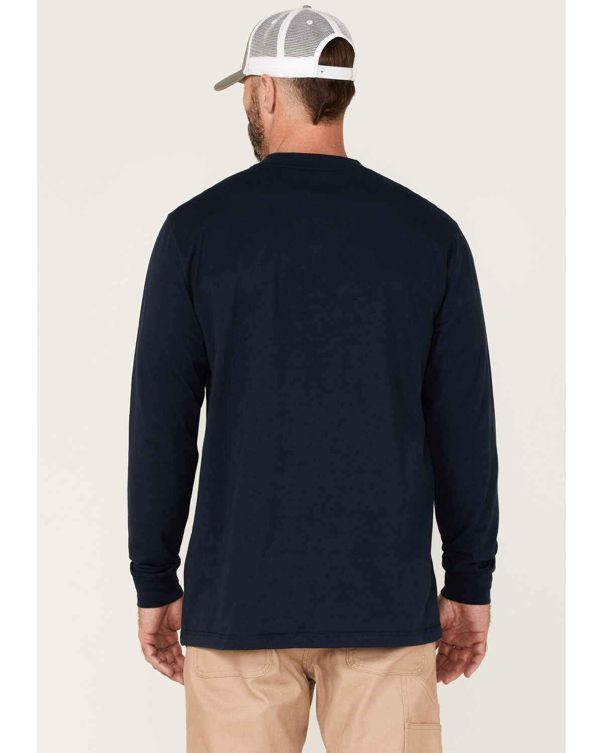 Image #4 - Hawx Men's Forge Long Sleeve Work Pocket T-Shirt - Tall, Navy, hi-res