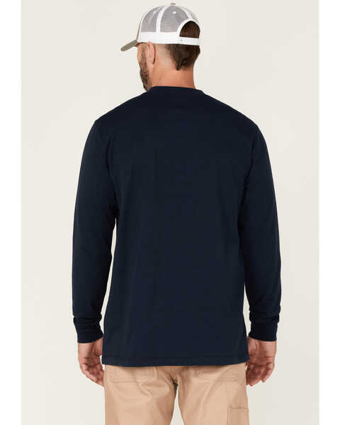 Image #4 - Hawx Men's Forge Long Sleeve Work Pocket T-Shirt - Tall , Navy, hi-res