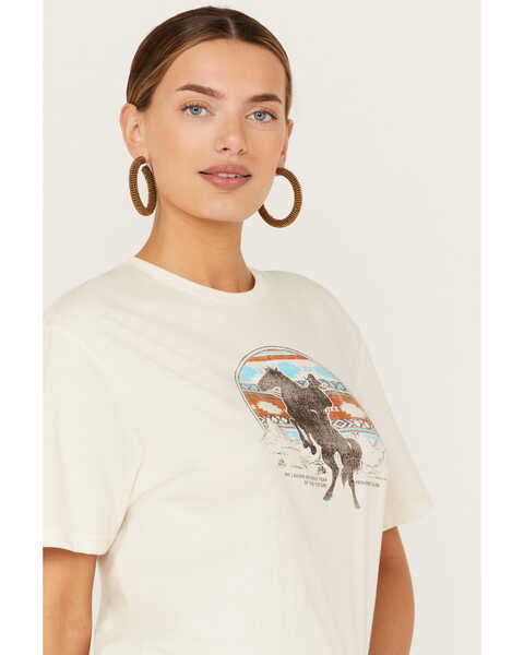 Image #2 - Kerusso Women's Laughs Without Fear Bronco Short Sleeve Graphic Tee, Cream, hi-res