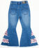 Image #4 - Cowgirl Hardware Toddler Girls' Leopard Print Side Ruffle Flare Jeans, Blue, hi-res