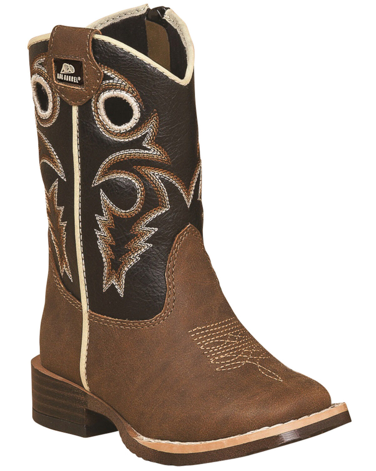 Image #1 - Double Barrel Toddler Boys' Brown Trace Zipper Western Boots - Square Toe, Brown, hi-res