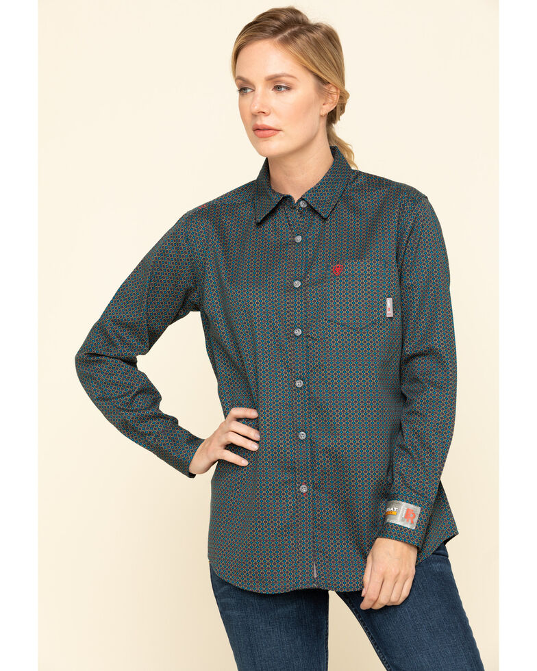 Ariat Women's FR Sierra Work Shirt , Blue, hi-res