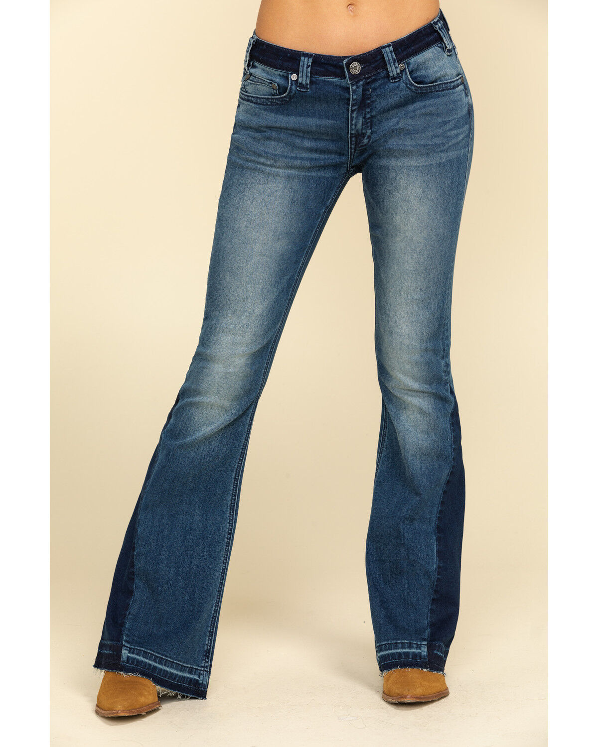 Image #2 - Rock & Roll Denim Women's Medium Dark Flare Jeans, , hi-res