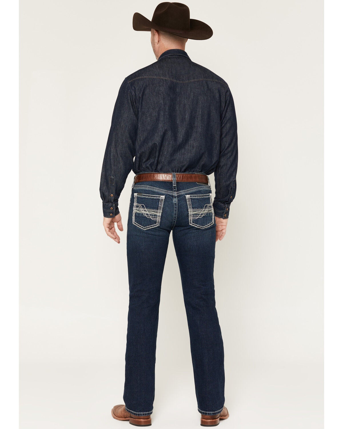Image #3 - Ariat Men's M7 James Christopher Dark Wash Slim Straight Stretch Denim Jeans, Dark Wash, hi-res