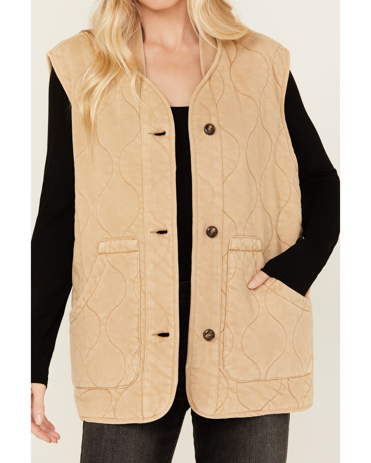 Image #2 - By Together Women's Quilted Vest, Beige, hi-res