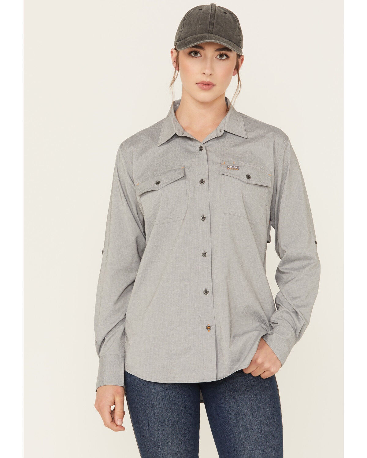 Ariat Women's Rebar Made Tough VentTEK Long Sleeve Work Shirt, Charcoal, hi-res