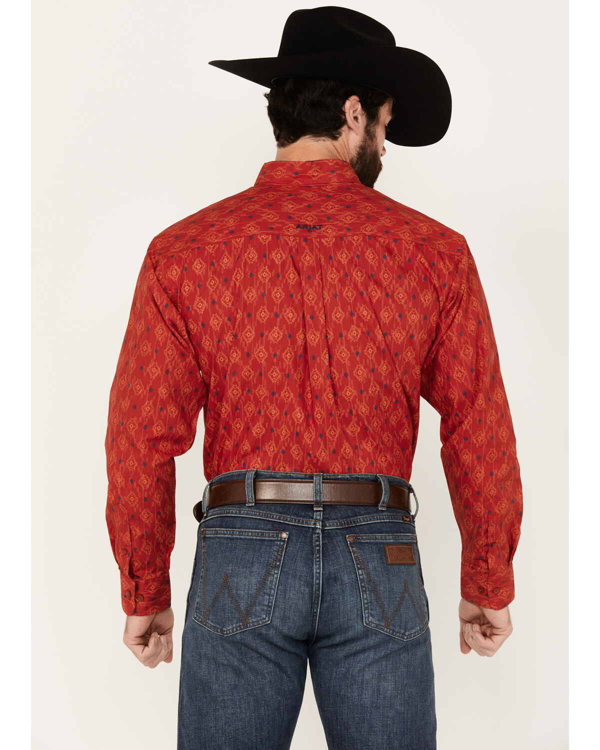 Image #4 - Ariat Men's Parsons Southwestern Print Long Sleeve Button-Down Western Shirt, Red, hi-res