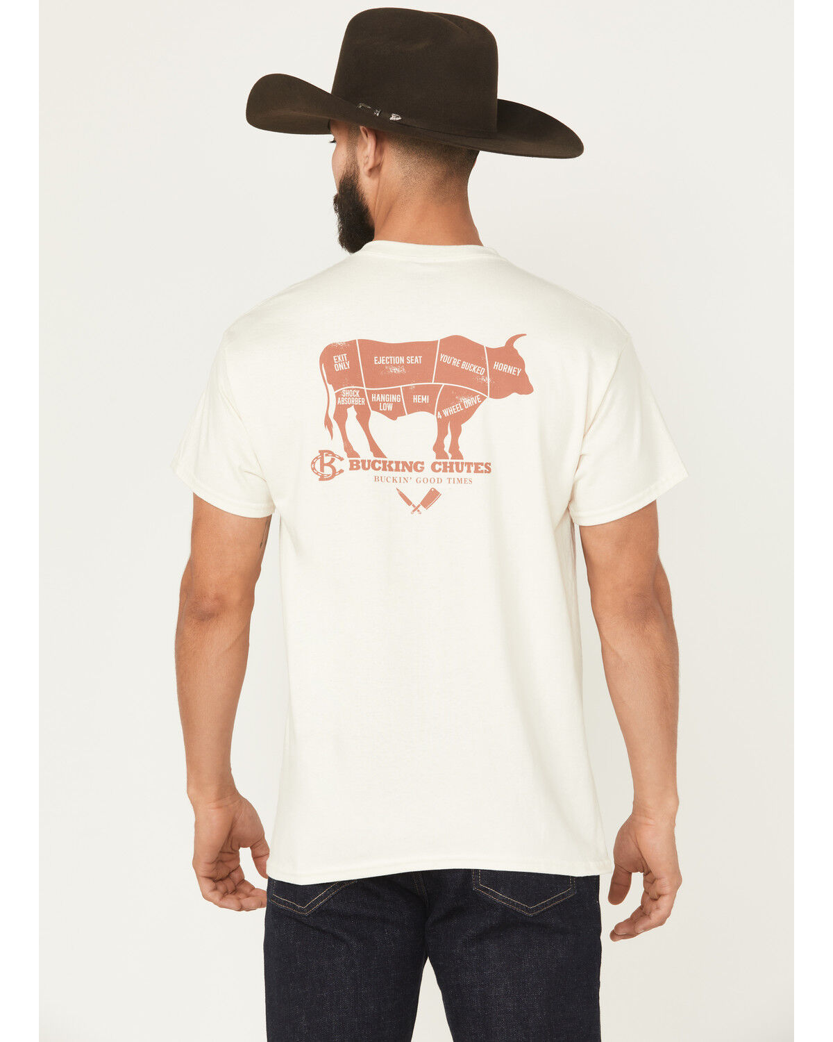 Image #1 - Bucking Chutes Men's Prime Cuts Short Sleeve Graphic T-Shirt, Natural, hi-res