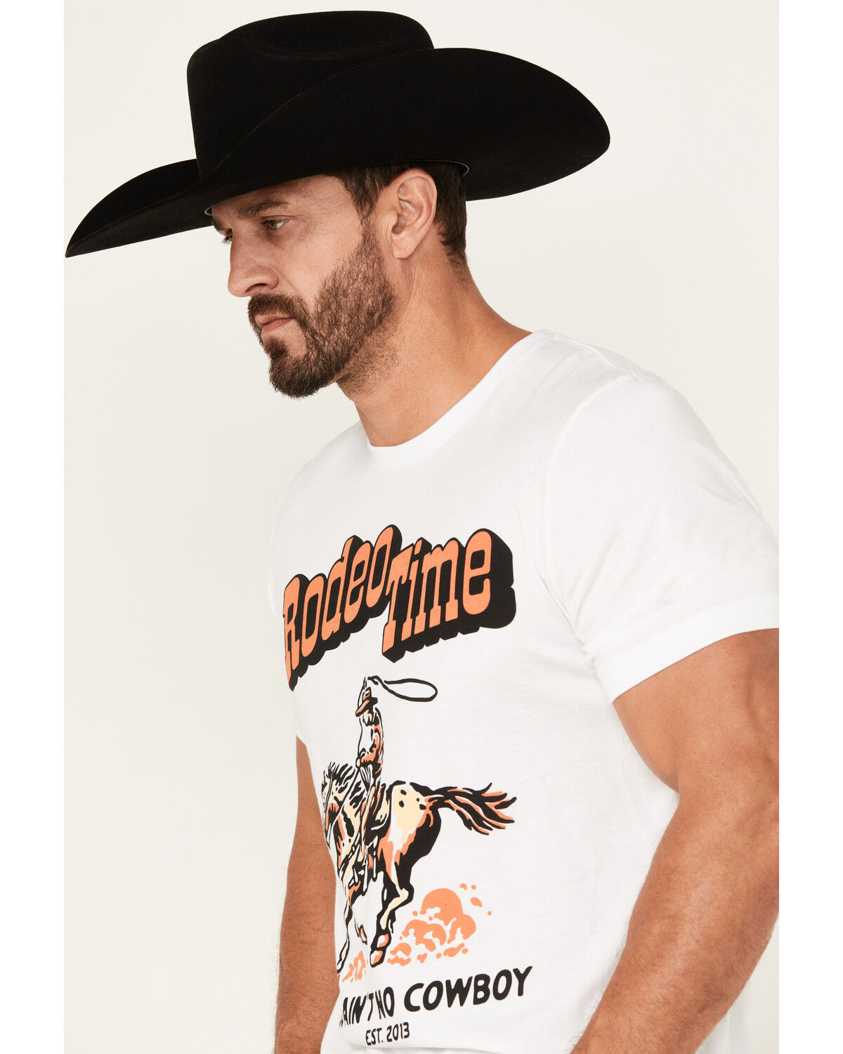 Image #2 - Rodeo Time Men's Ropin' Short Sleeve Graphic T-Shirt, White, hi-res