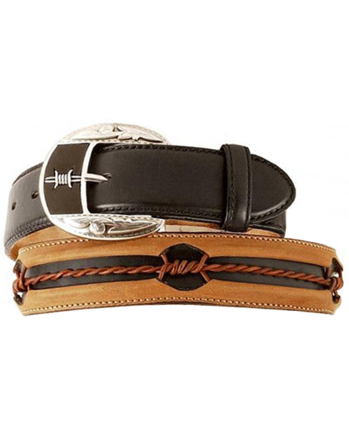 Justin Barbed Wire Belt, Black, hi-res