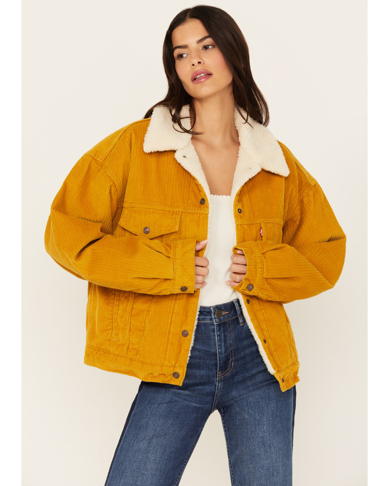 Levi corduroy sherpa jacket women's sales