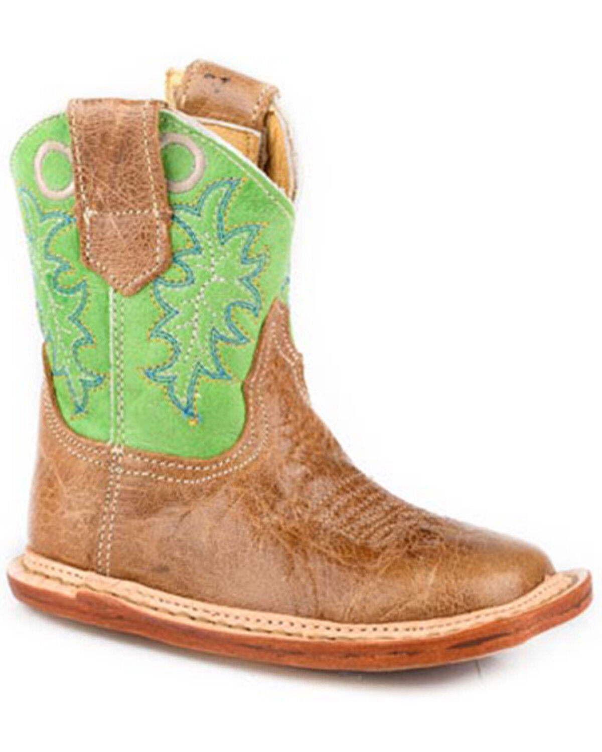 Image #1 - Roper Infant Boys' Cowbabies Ride Em' Cowboy Western Boots - Broad Square Toe, Brown, hi-res