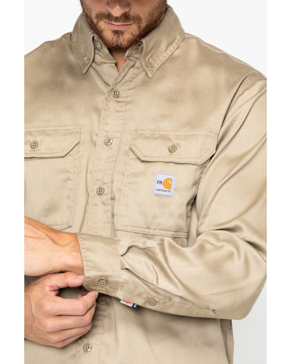 Image #4 - Carhartt Men's FR Solid Twill Long Sleeve Work Shirt, Khaki, hi-res