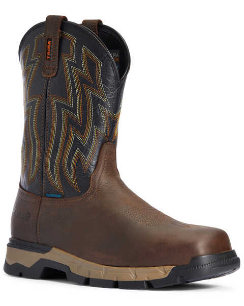 Image #1 - Ariat Men's Rebar Flex Waterproof Western Work Boots - Soft Toe, Brown, hi-res