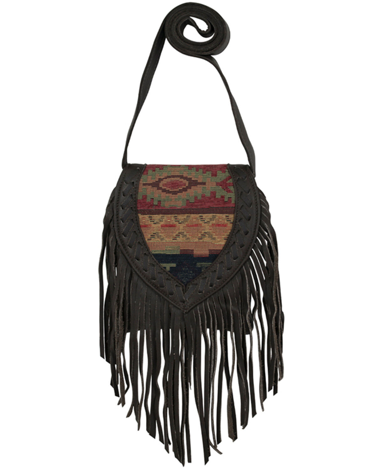 Image #1 - American West Women's Southwestern Tapestry Fringe Saddle Crossbody, Multi, hi-res