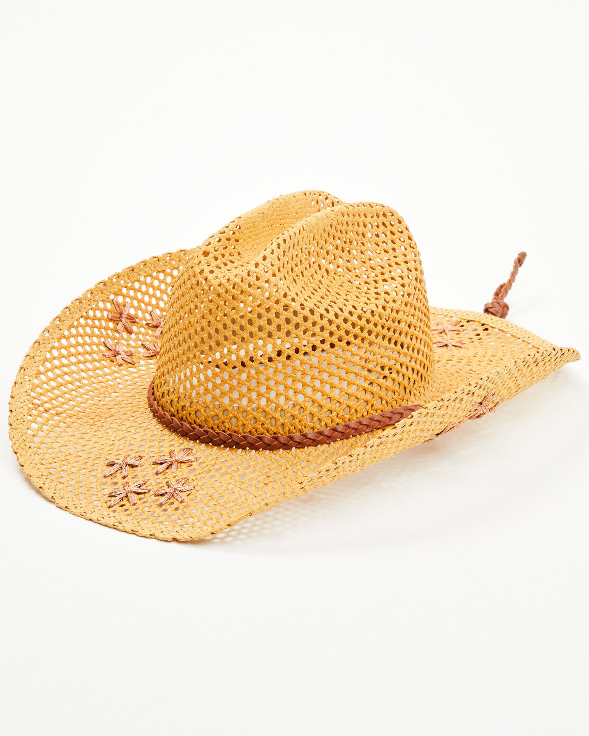 Image #1 - Shyanne Women's Melissa Embroidered Straw Cowboy Hat, Brown, hi-res