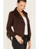 Image #3 - Shyanne Women's Fringe Faux Suede Jacket, Chocolate, hi-res