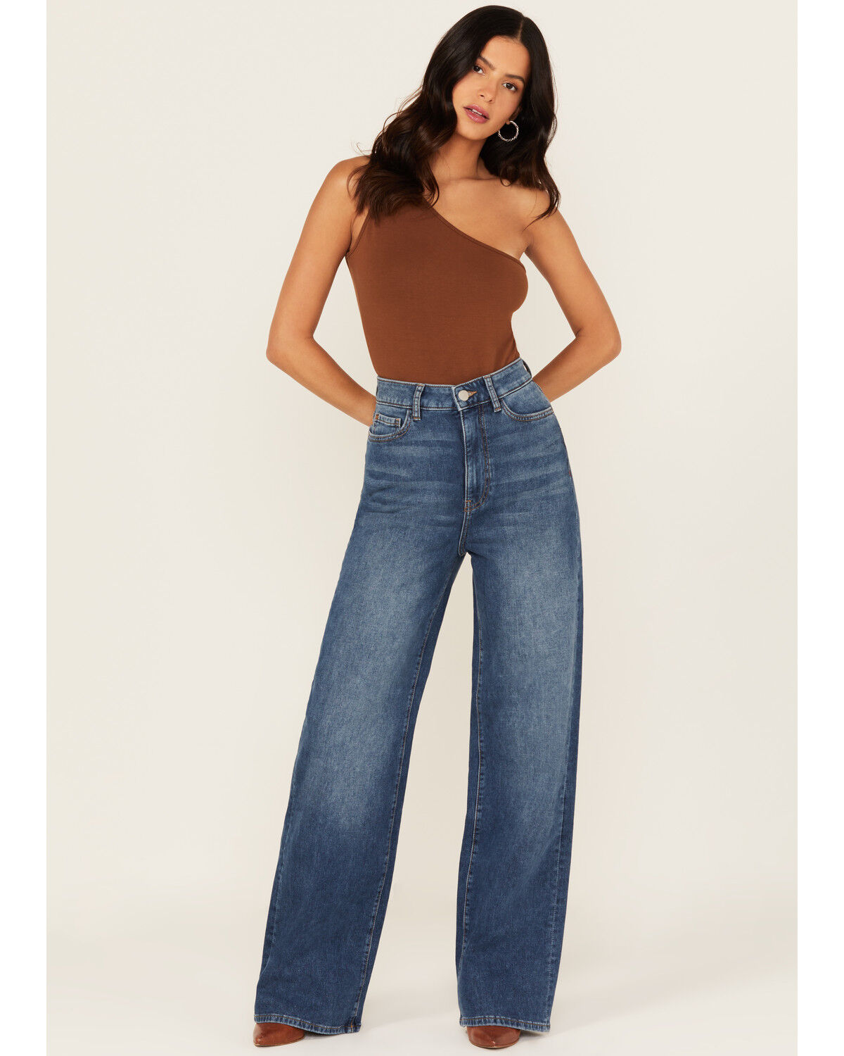 Image #1 - Warp + Weft Women's NCE Dark Wash High Rise Wide Leg Stretch Denim Jeans, Dark Wash, hi-res