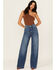 Image #1 - Warp + Weft Women's NCE Dark Wash High Rise Wide Leg Stretch Denim Jeans, Dark Wash, hi-res