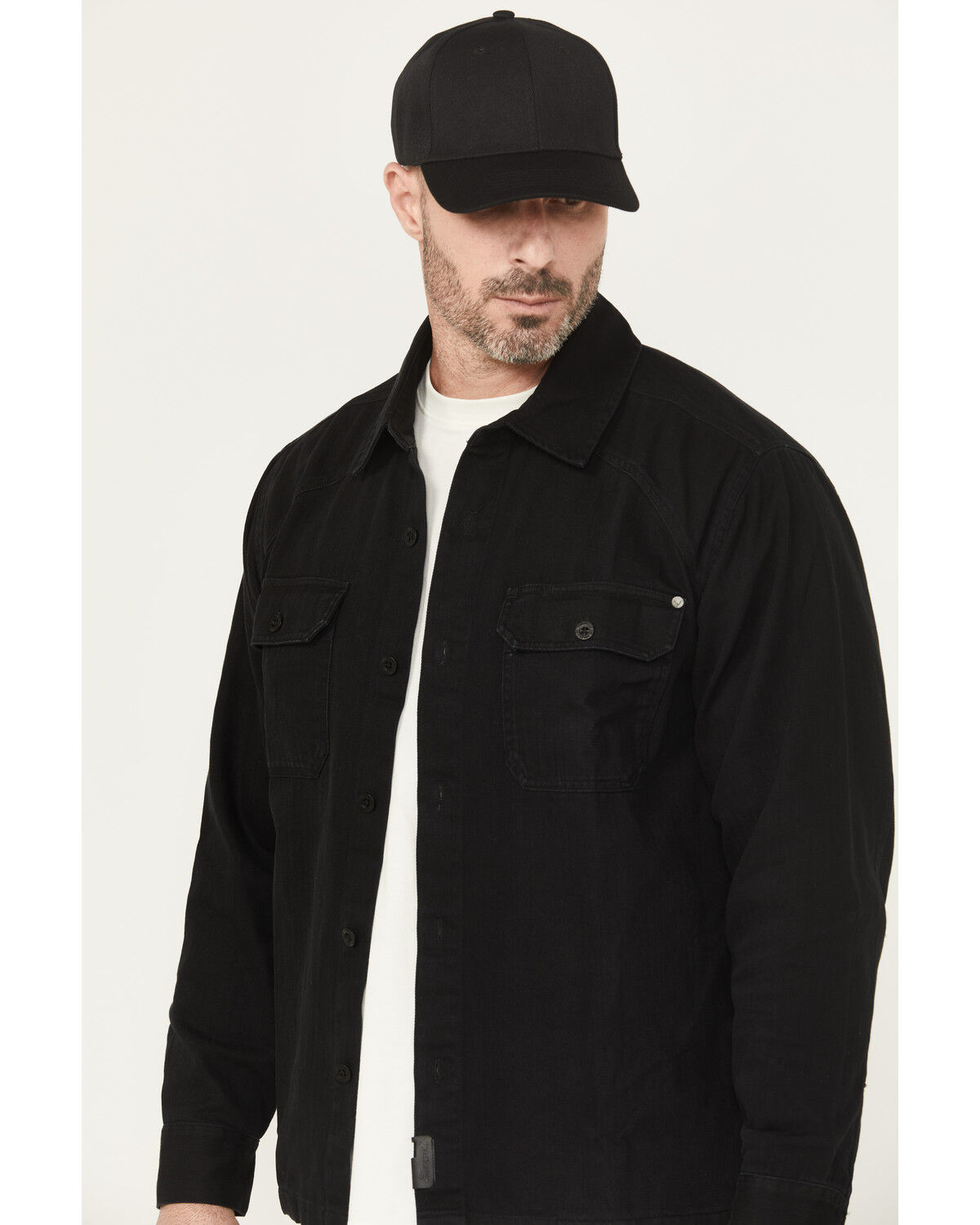 Image #2 - Thorogood Men's Stonewashed Herringbone Shirt Jacket, Black, hi-res