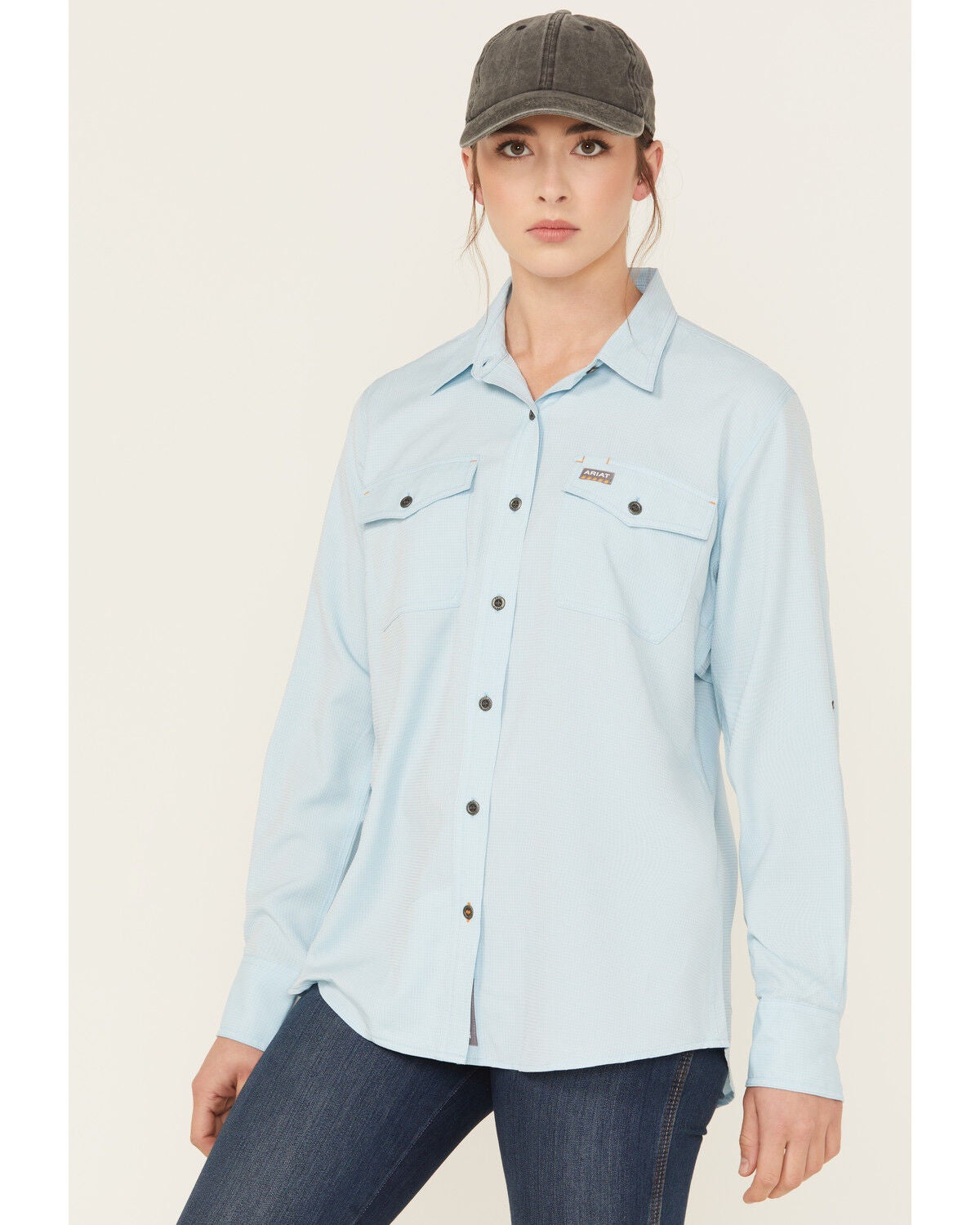 Ariat Women's Rebar Made Tough VentTEK Long Sleeve Work Shirt, Blue, hi-res