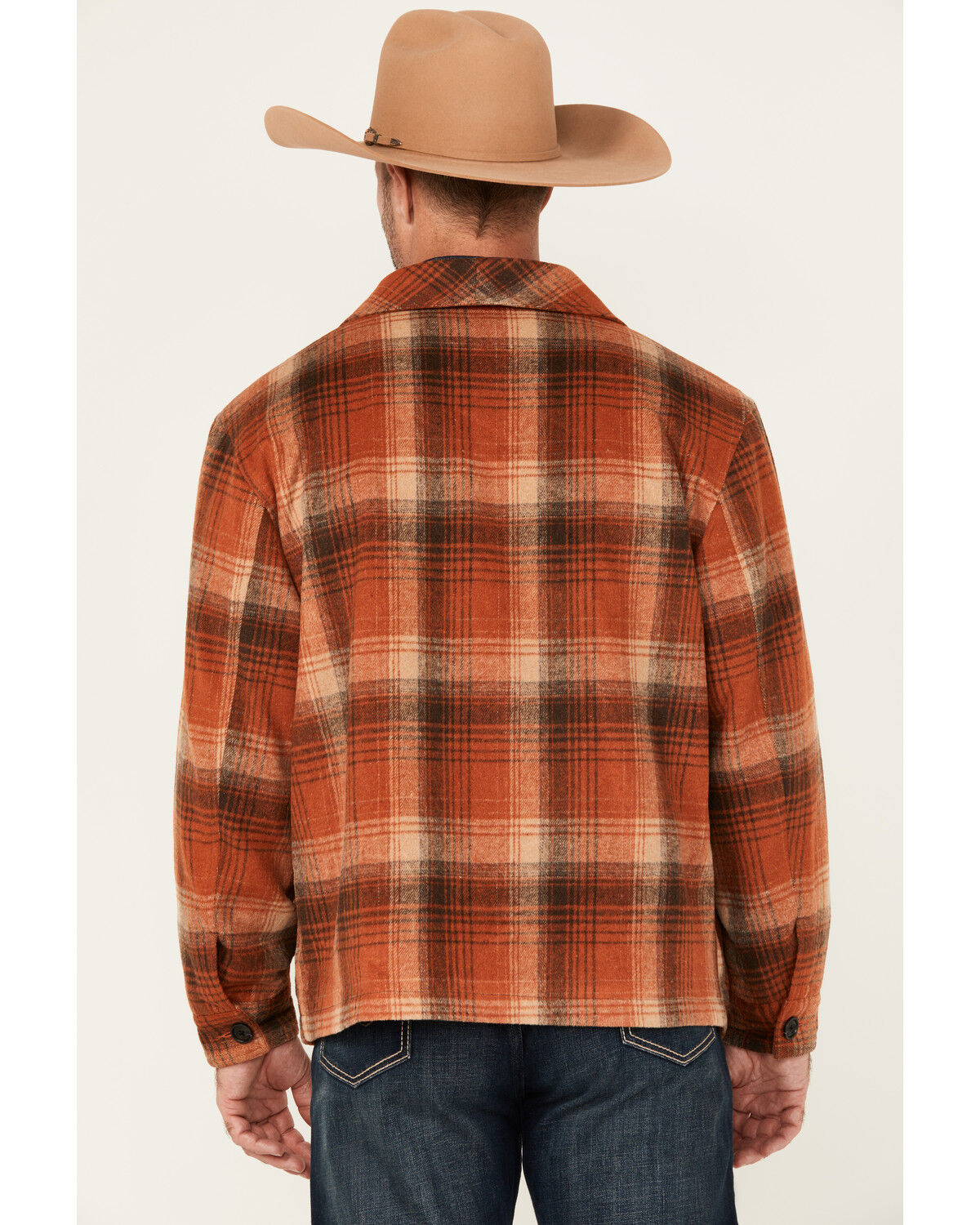 Image #4 - Cripple Creek Men's GPA Plaid Print Button-Down Coat, Rust, hi-res
