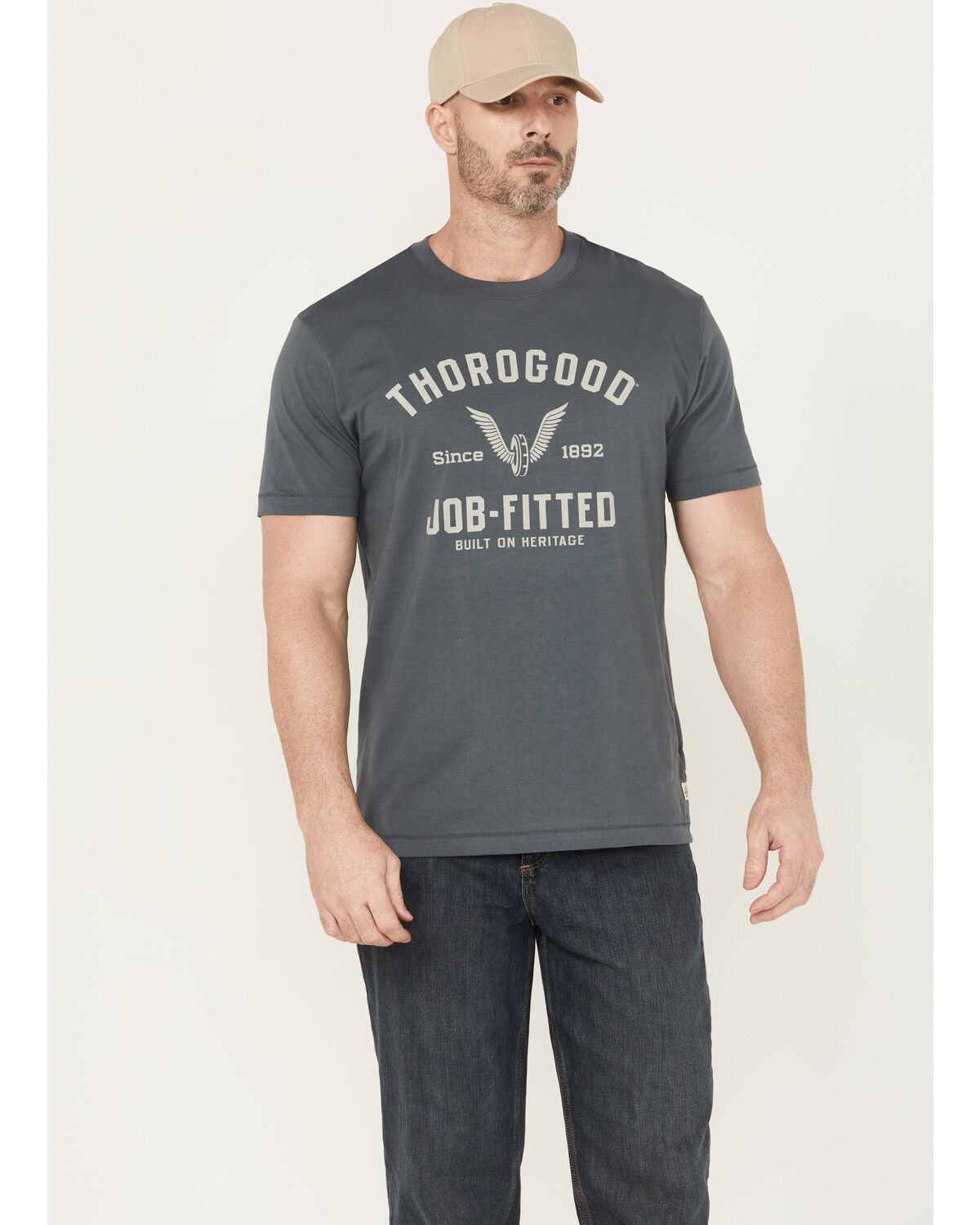 Image #1 - Thorogood Men's Favorite Short Sleeve Work T-Shirt, Blue, hi-res