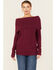 Image #1 - Shyanne Women's Off The Shoulder Cable Knit Sweater, Fuchsia, hi-res