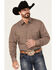 Image #1 - Stetson Men's Geo Print Long Sleeve Snap Western Shirt, Brown, hi-res