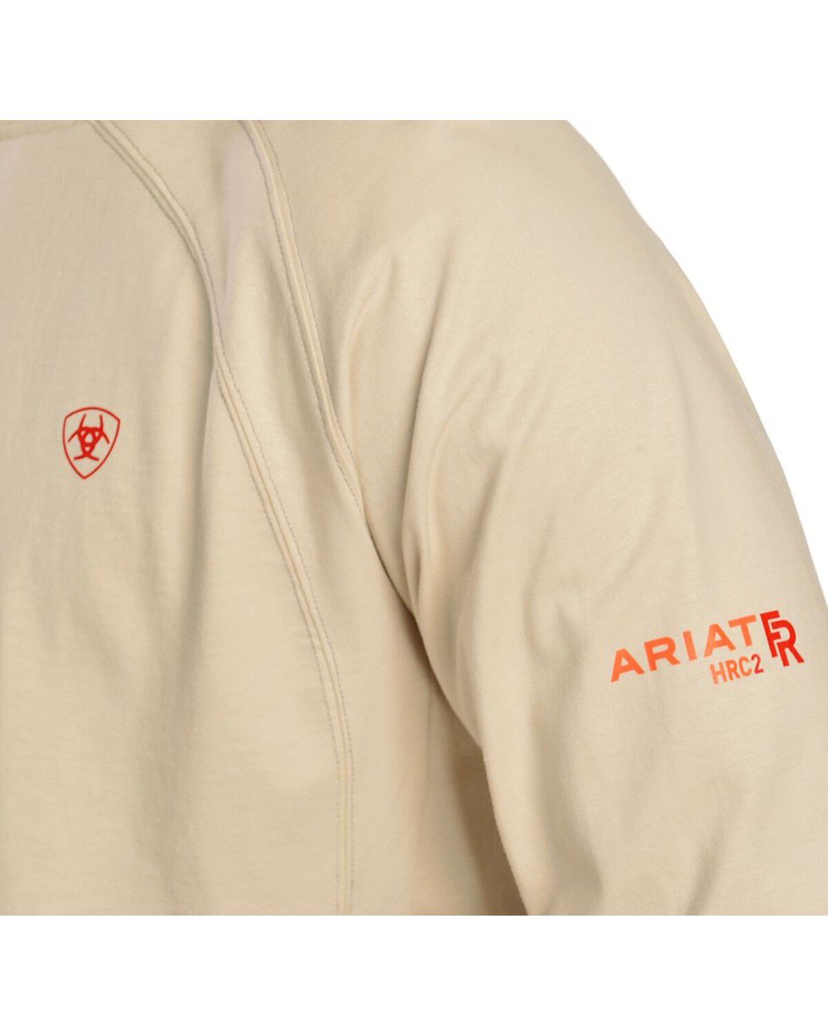 Image #2 - Ariat Men's FR Work Crew Long Sleeve T-Shirt, Sand, hi-res