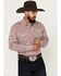 Image #1 - Roper Men's Amarillo Paisley Print Long Sleeve Pearl Snap Stretch Western Shirt , Red, hi-res