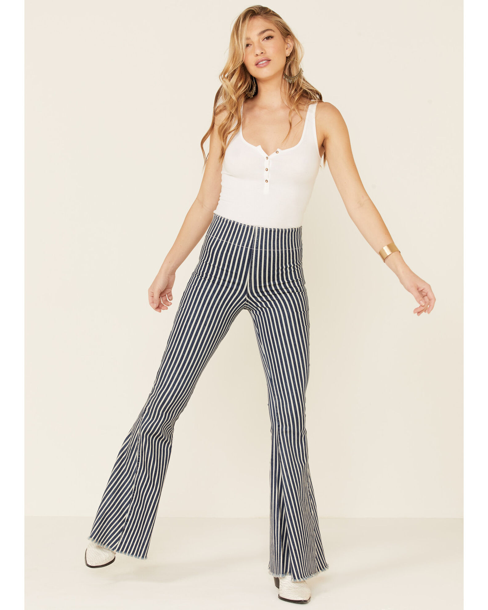 Show Me Your Mumu Women s Berkeley Striped Flare Leg Jeans