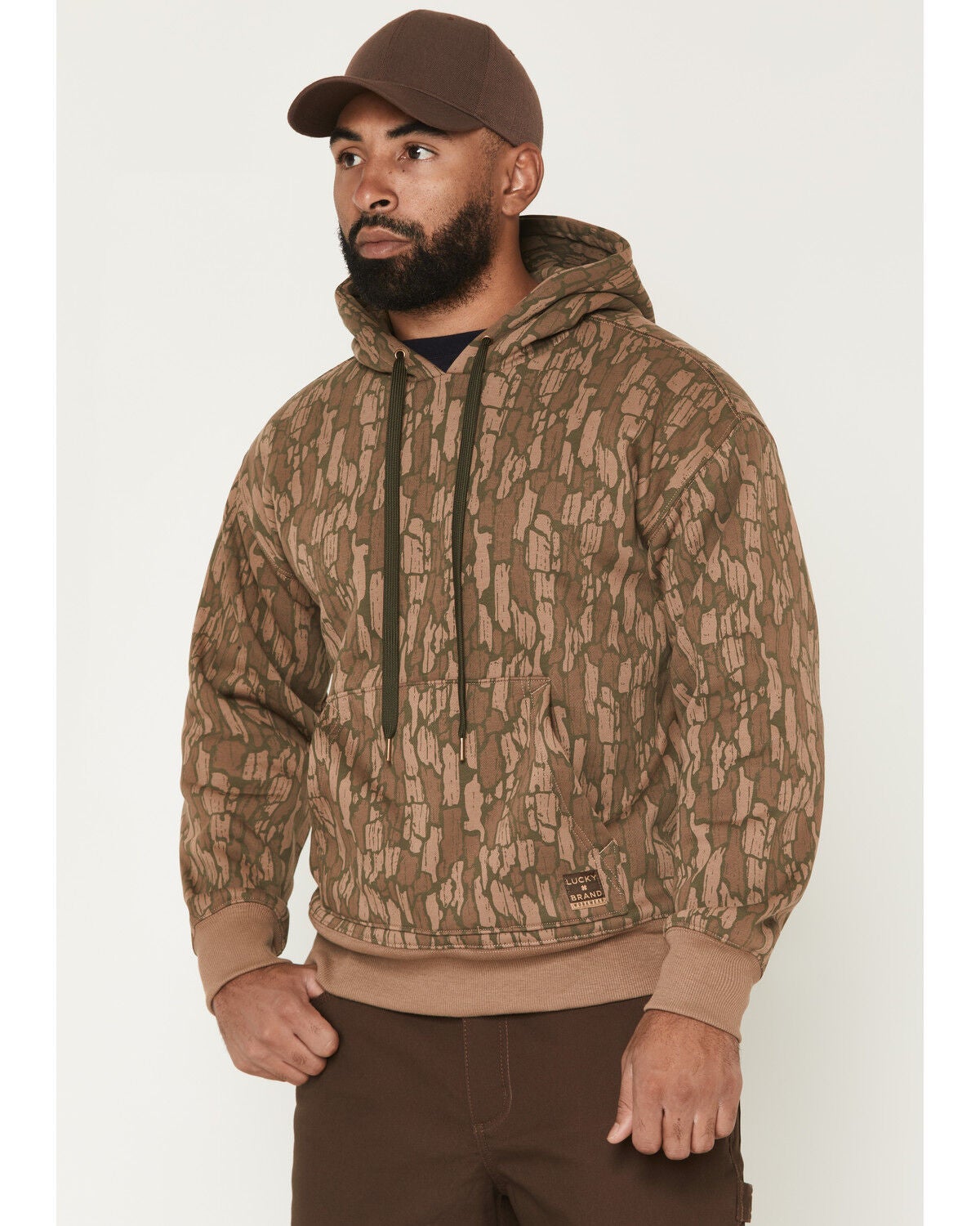 Lucky Brand Workwear Men's Camo Print Hooded Sweatshirt, Taupe, hi-res