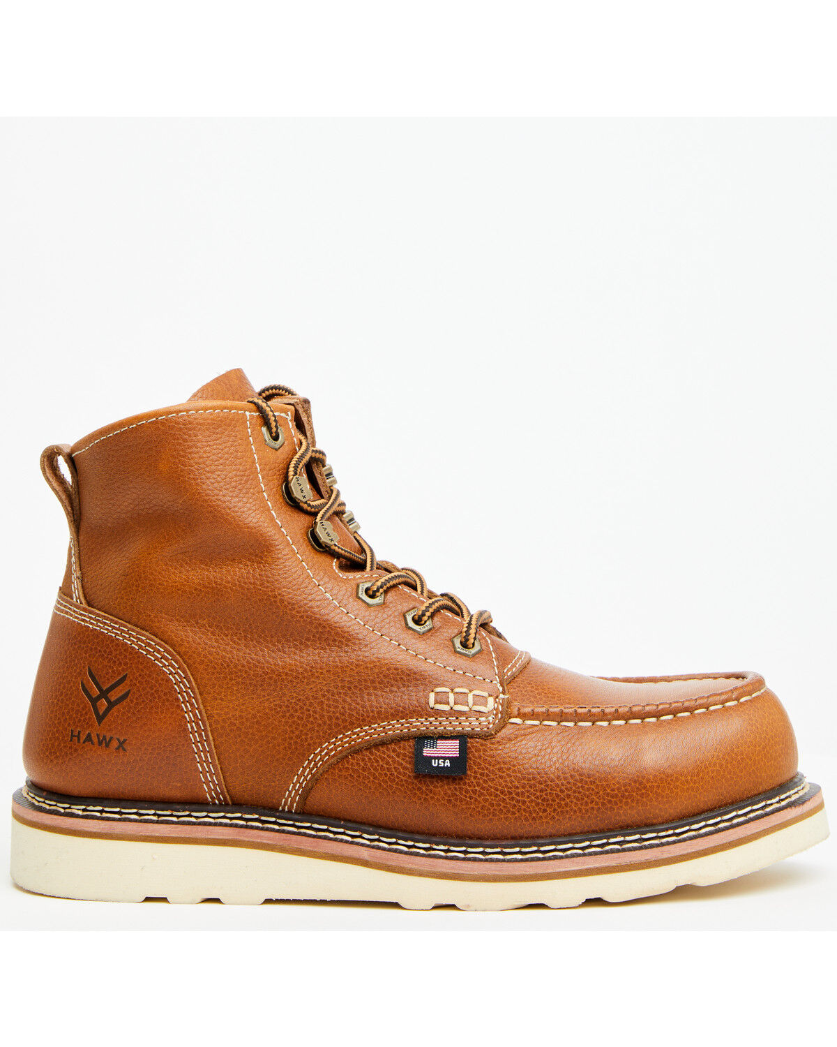 Image #2 - Hawx Men's 6" USA Pitstop Wedge Work Boots - Composite Toe, Brown, hi-res