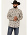 Image #1 - Moonshine Spirit Men's Tattoo Paisley Print Long Sleeve Snap Western Shirt, White, hi-res
